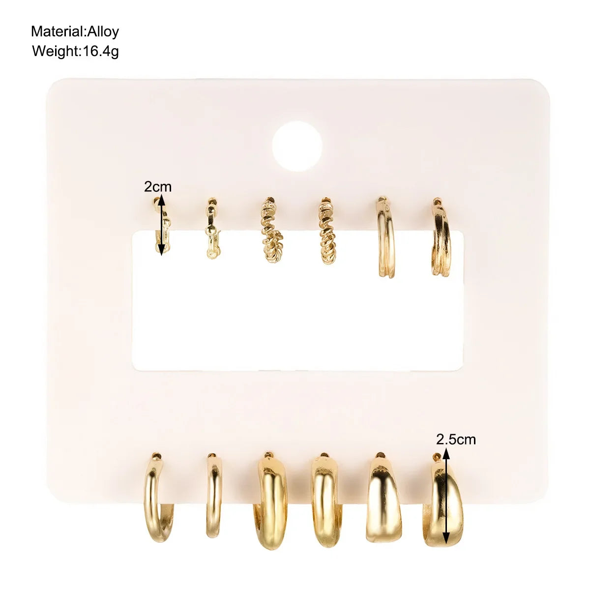 6-Piece Set Stainless Steel Zirconia Hoop Earrings