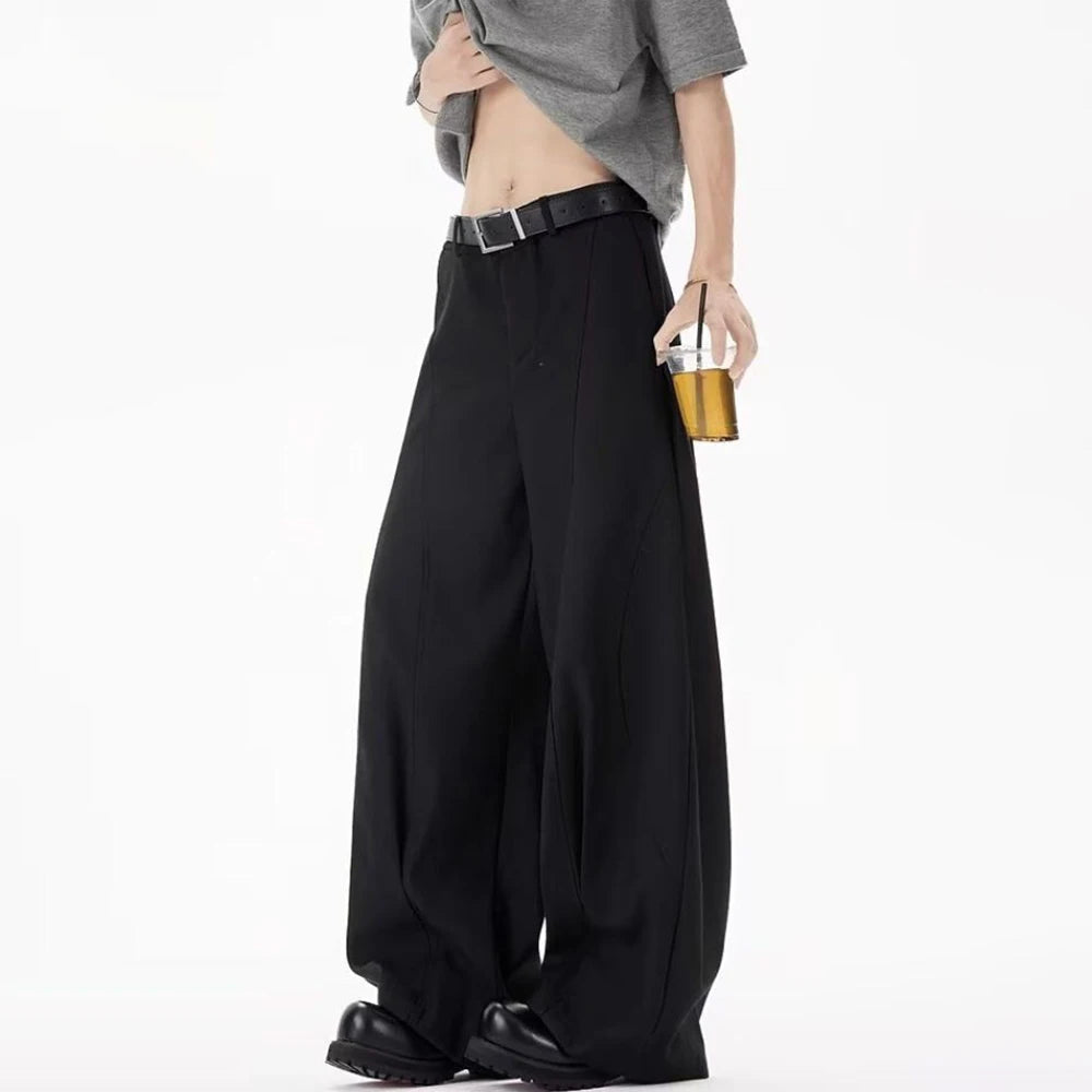 Men's Deconstructed Wide-Leg Streetwear Trousers