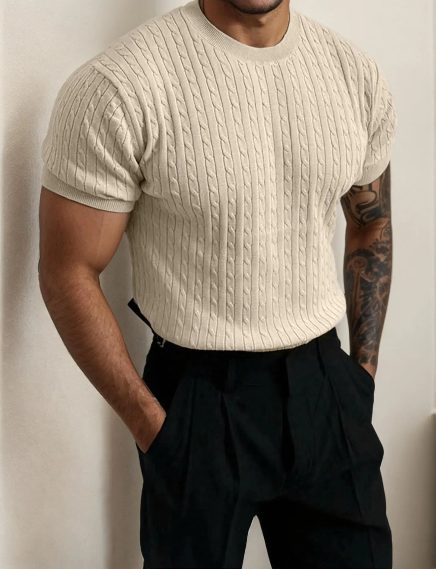Men’s Short Sleeve Knitted Pullover