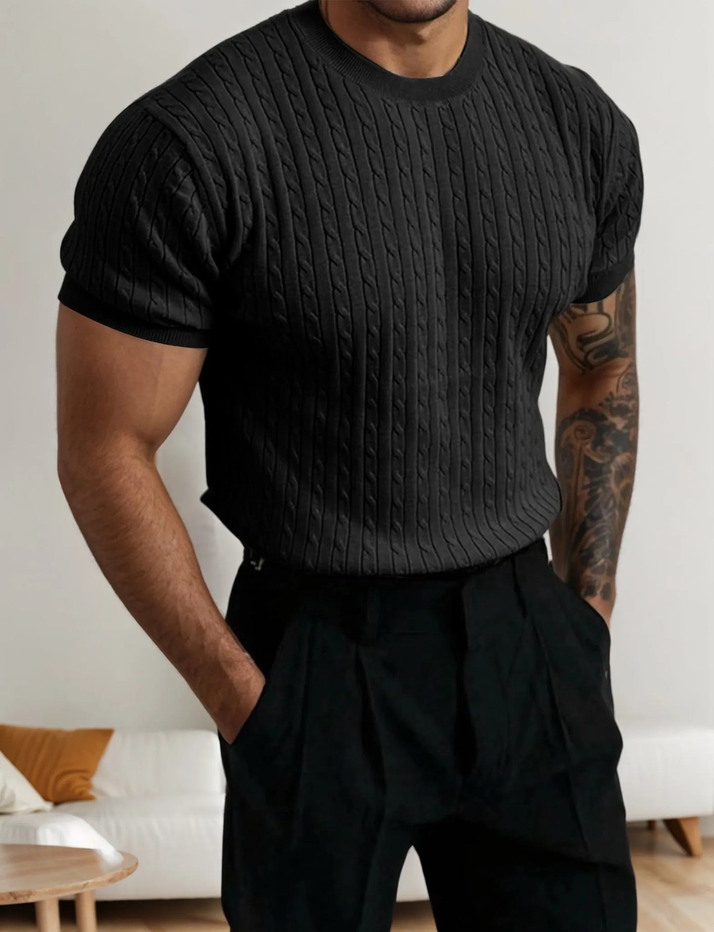 Men’s Short Sleeve Knitted Pullover