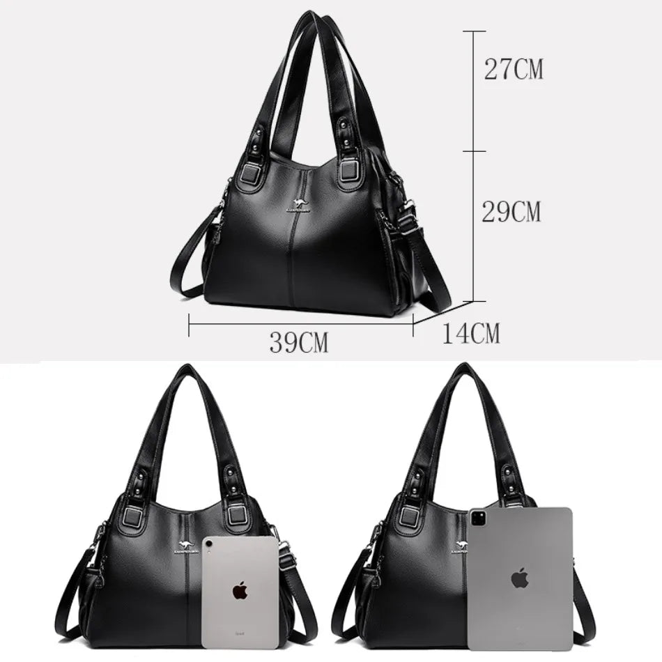 Genuine Leather Shoulder Tote Bag for Women