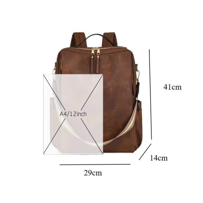 Women's Waterproof PU Leather Backpack Purse