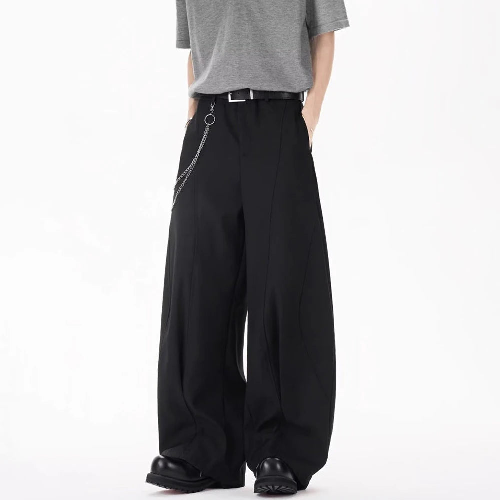 Men's Deconstructed Wide-Leg Streetwear Trousers