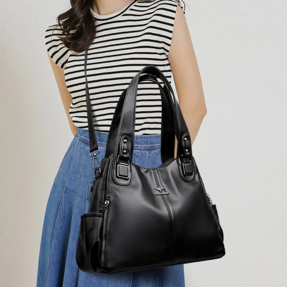 Genuine Leather Shoulder Tote Bag for Women