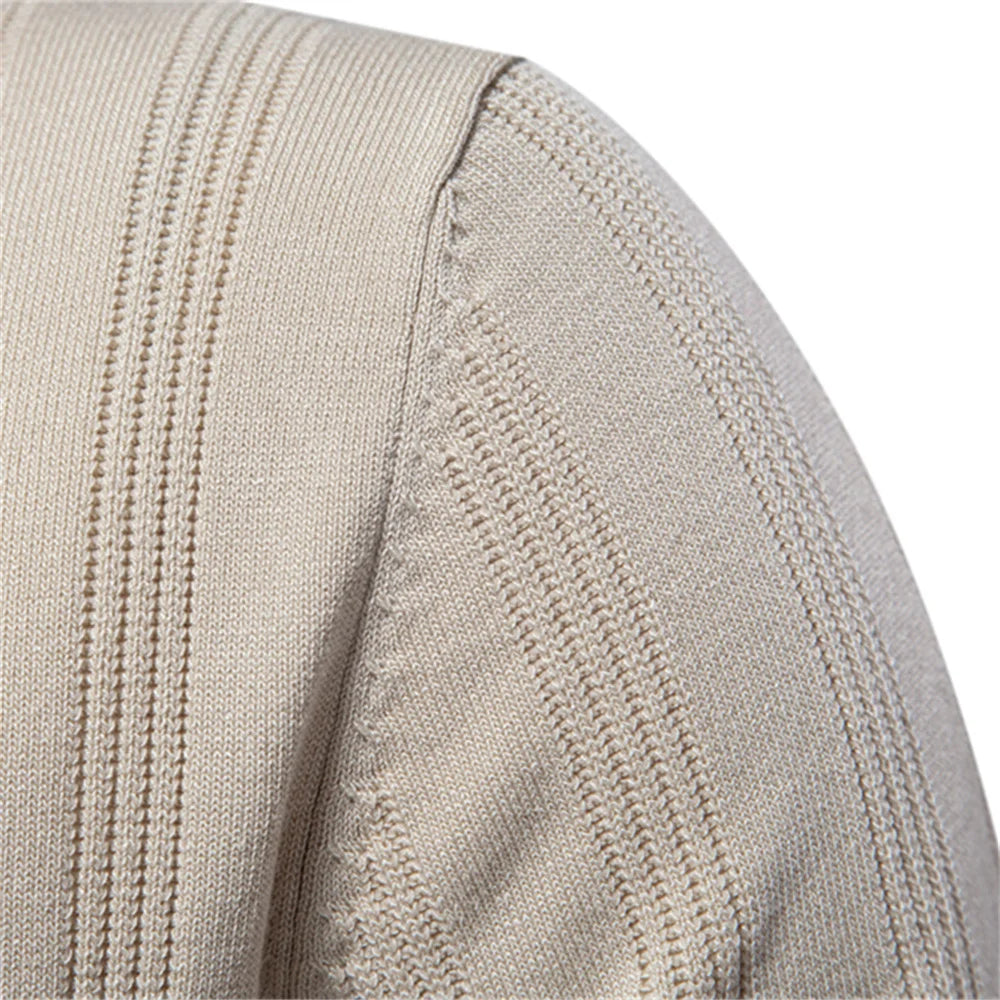 New Summer Ribbed Knit Polo Shirt for Men