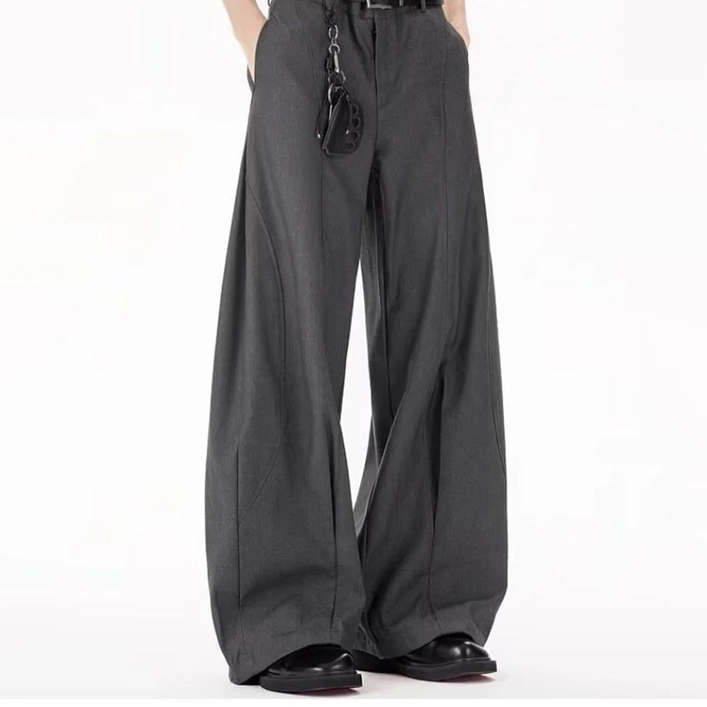 Men's Deconstructed Wide-Leg Streetwear Trousers