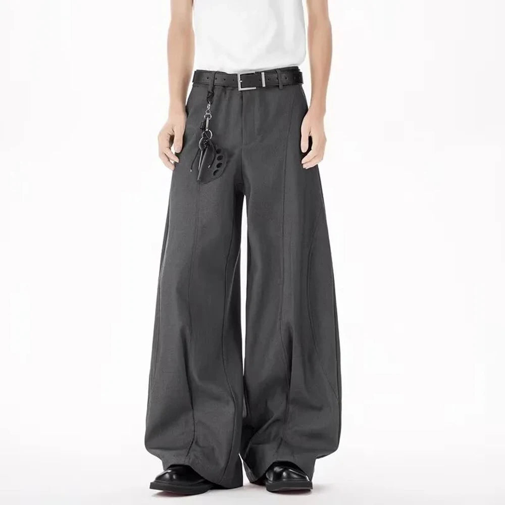 Men's Deconstructed Wide-Leg Streetwear Trousers