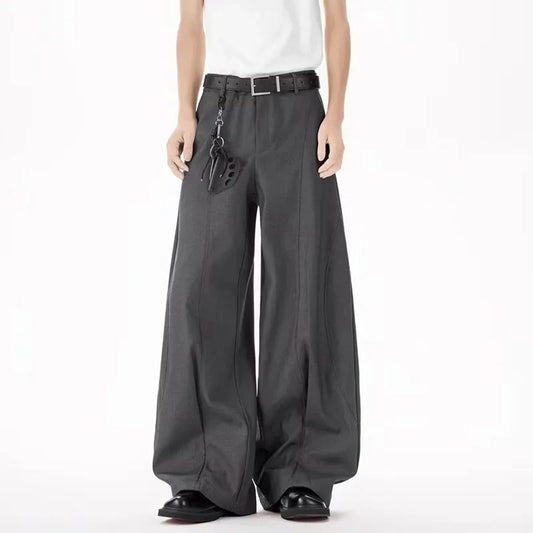 Men's Deconstructed Wide-Leg Streetwear Trousers