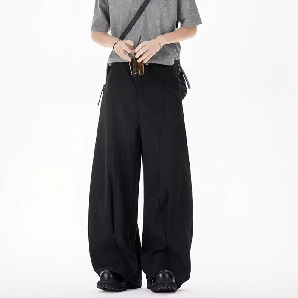 Men's Deconstructed Wide-Leg Streetwear Trousers
