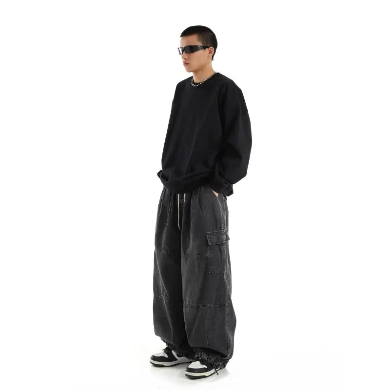 Men’s Y2K Baggy Black Cargo Jeans