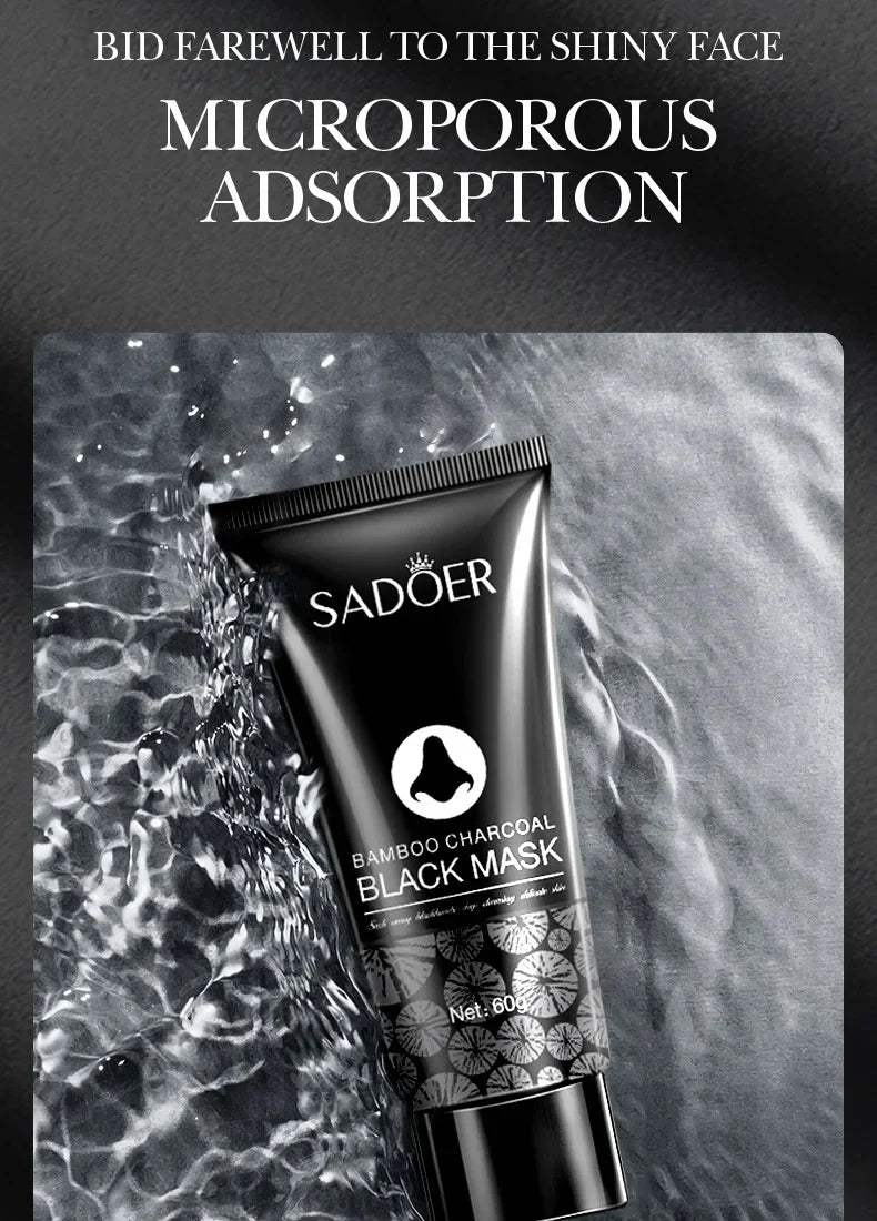 Blackhead Remover Mask harnesses the natural detoxifying power of bamboo charcoal to deeply cleanse pores