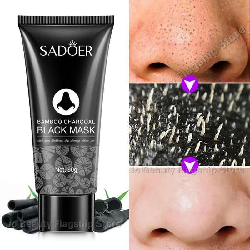Blackhead Remover Mask harnesses the natural detoxifying power of bamboo charcoal to deeply cleanse pores