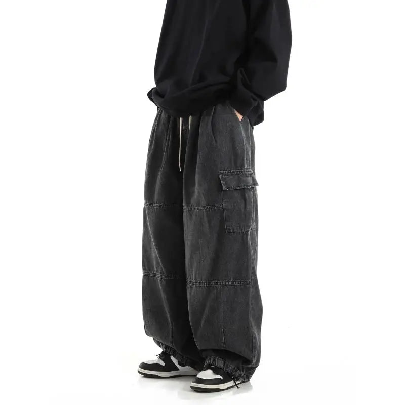 Men’s Y2K Baggy Black Cargo Jeans