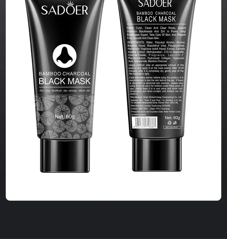 Blackhead Remover Mask harnesses the natural detoxifying power of bamboo charcoal to deeply cleanse pores